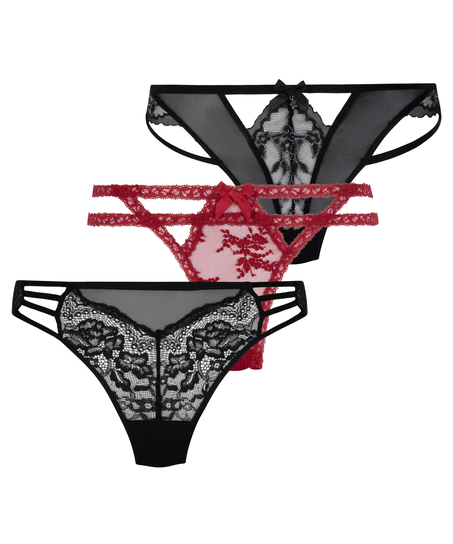 3-pack Thongs, Black