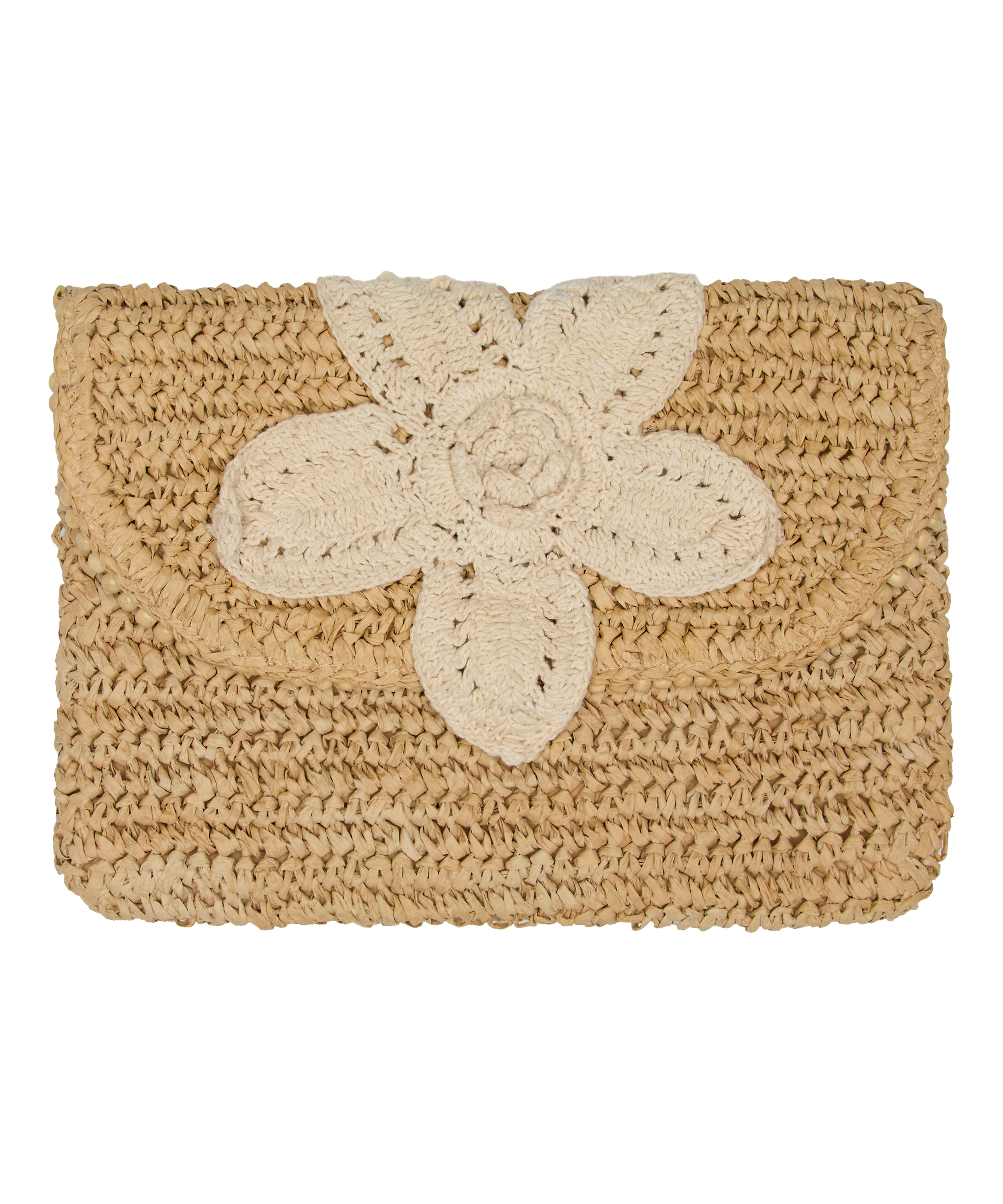 Flower Beach Clutch, Beige, main