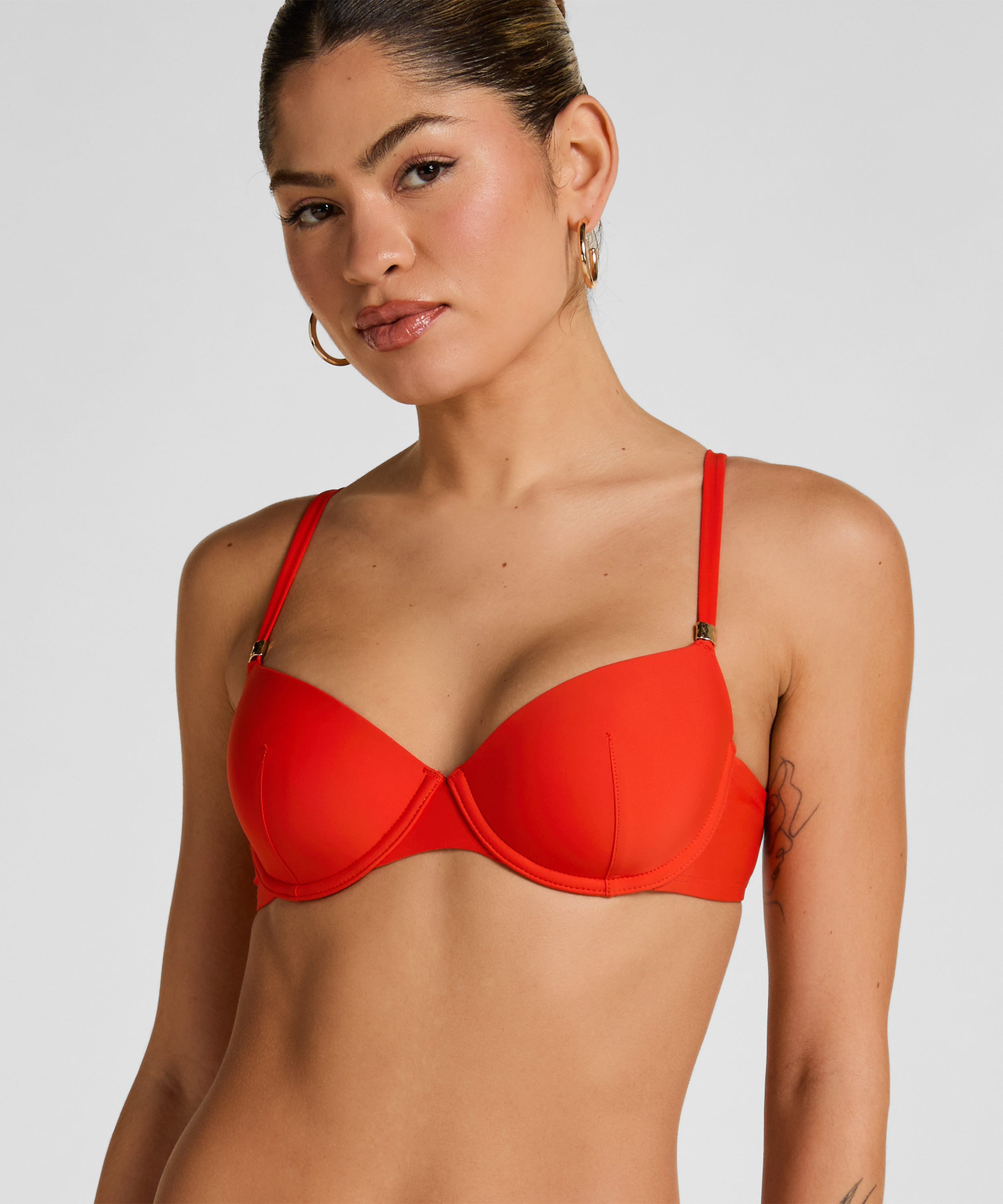 Luxe Padded Underwired Bikini Top, Red, main