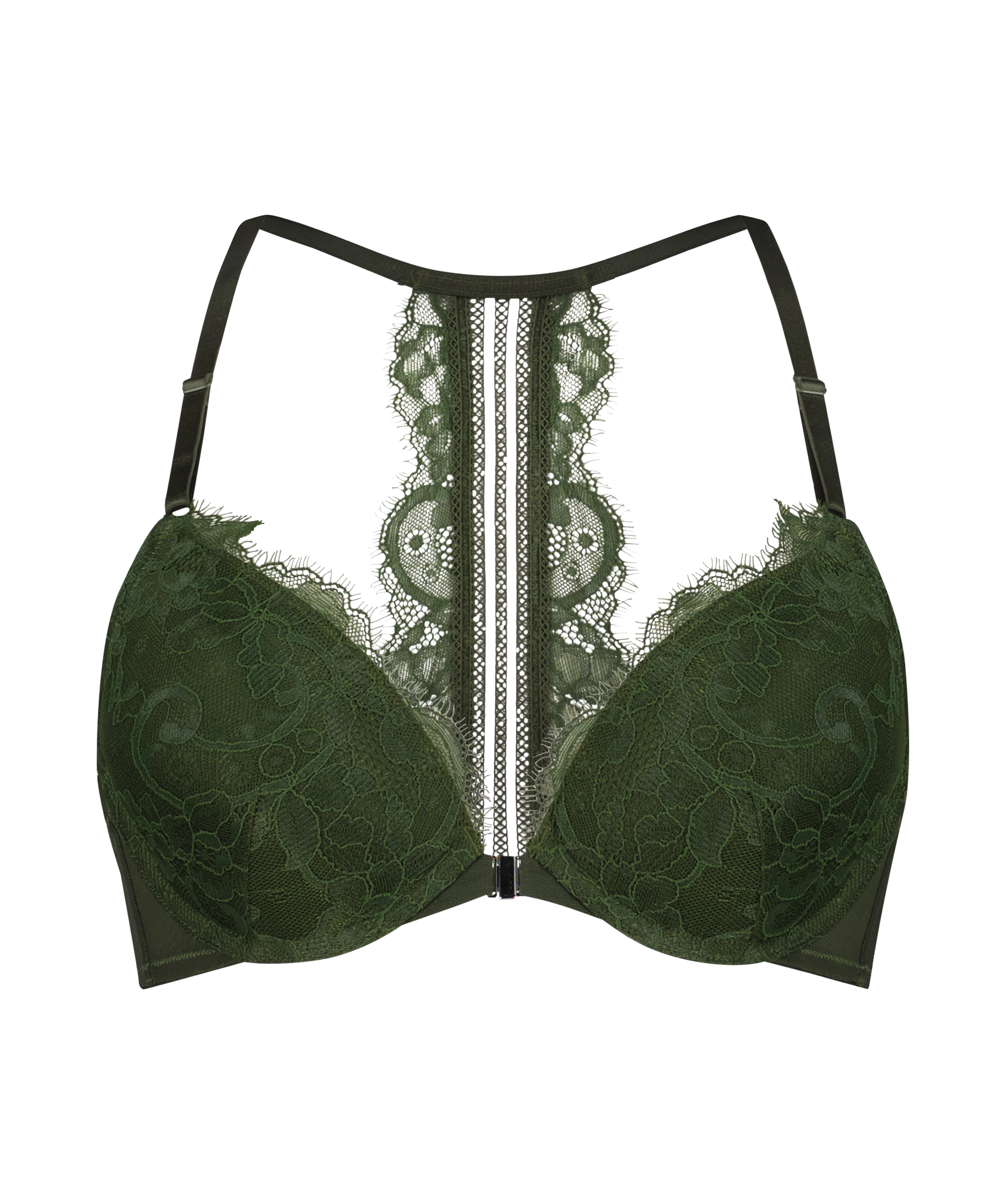 Saffron Padded Underwired Push-Up Bra, Green, main