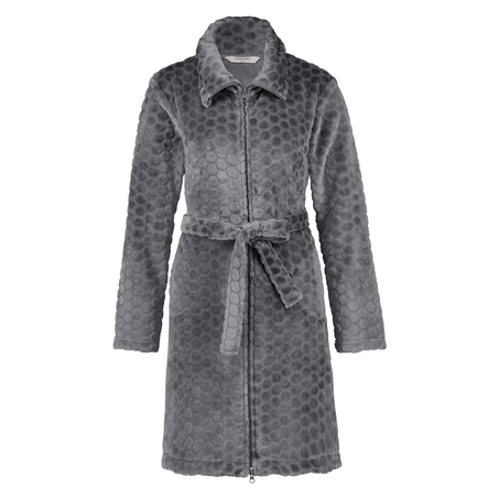 Honeycomb Fleece Zip Bathrobe, Gray