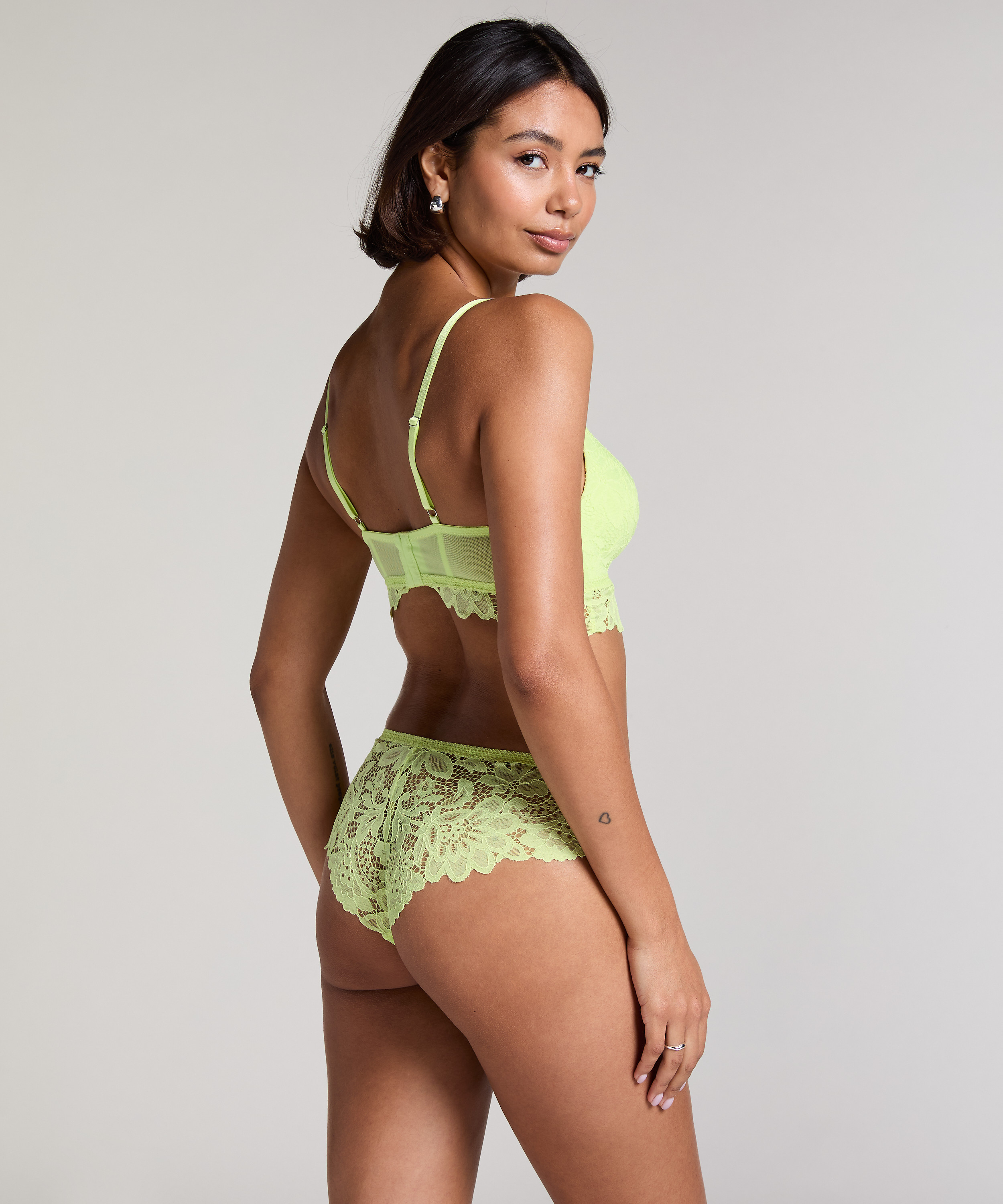 Shiloh Padded Longline Non-Underwired Bra, Green, main