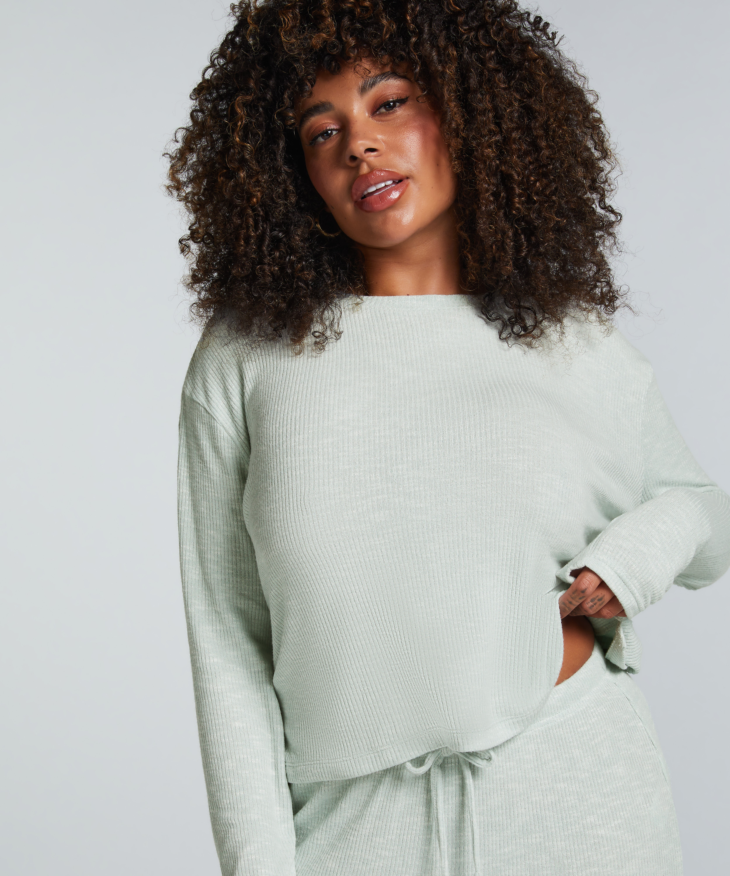 Long-Sleeved Pyjama Top, Green, main