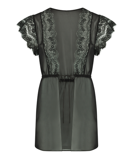 Candance Short Satin Kimono, Black