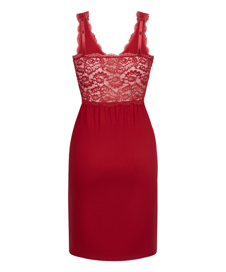 Nora Lace Slip Dress, Red