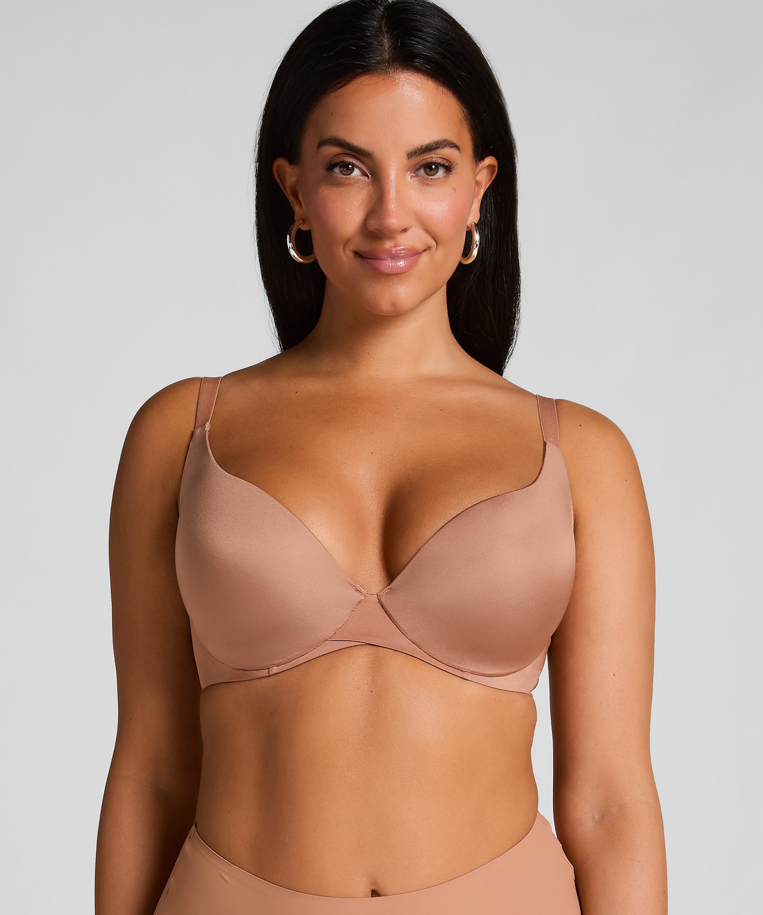 Smooth Padded Underwired Bra, Brown, main