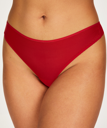 Invisible thong Stripe mesh , Red