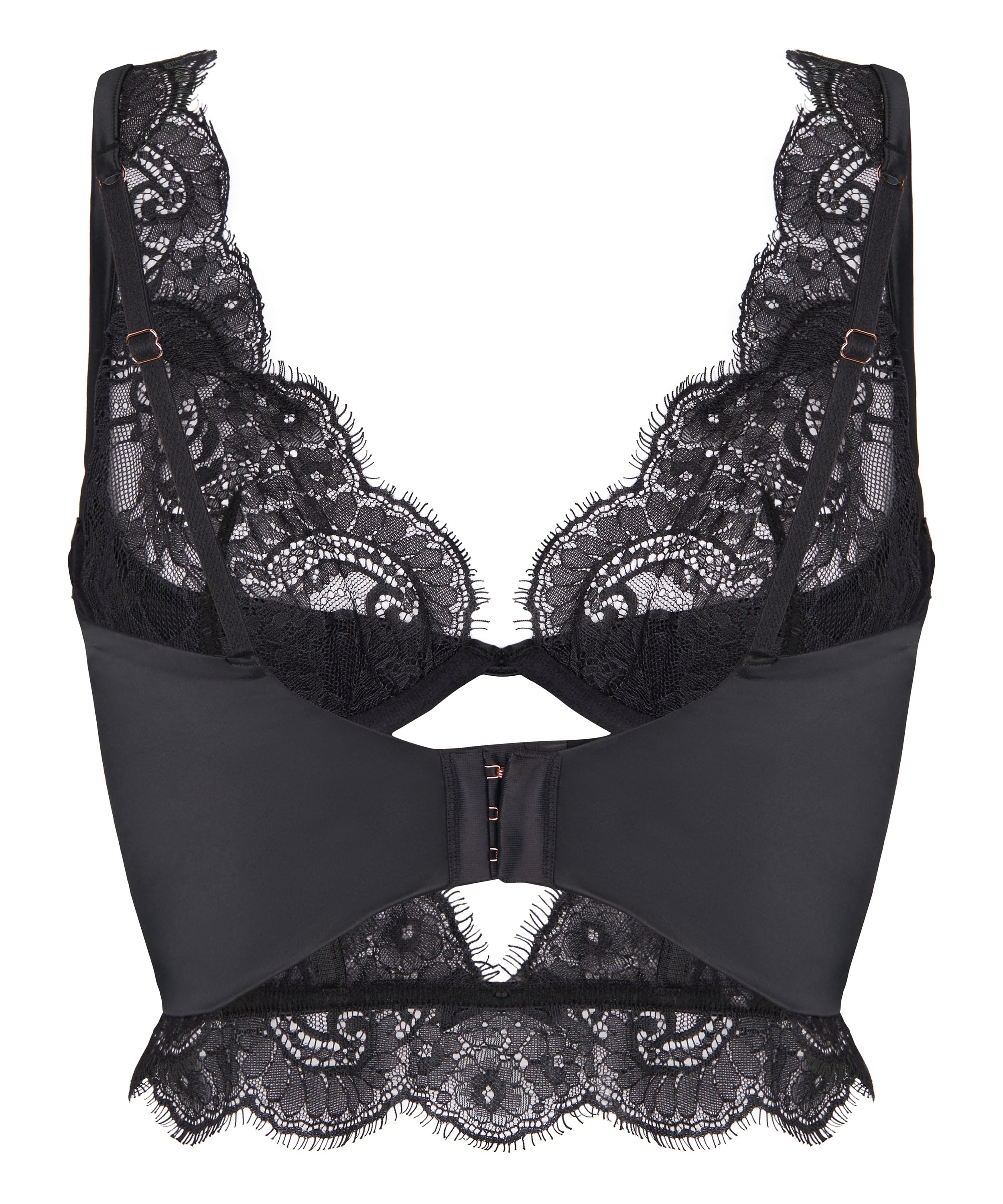 Non-Padded Underwired Longline Bra Sylvia, Black, main
