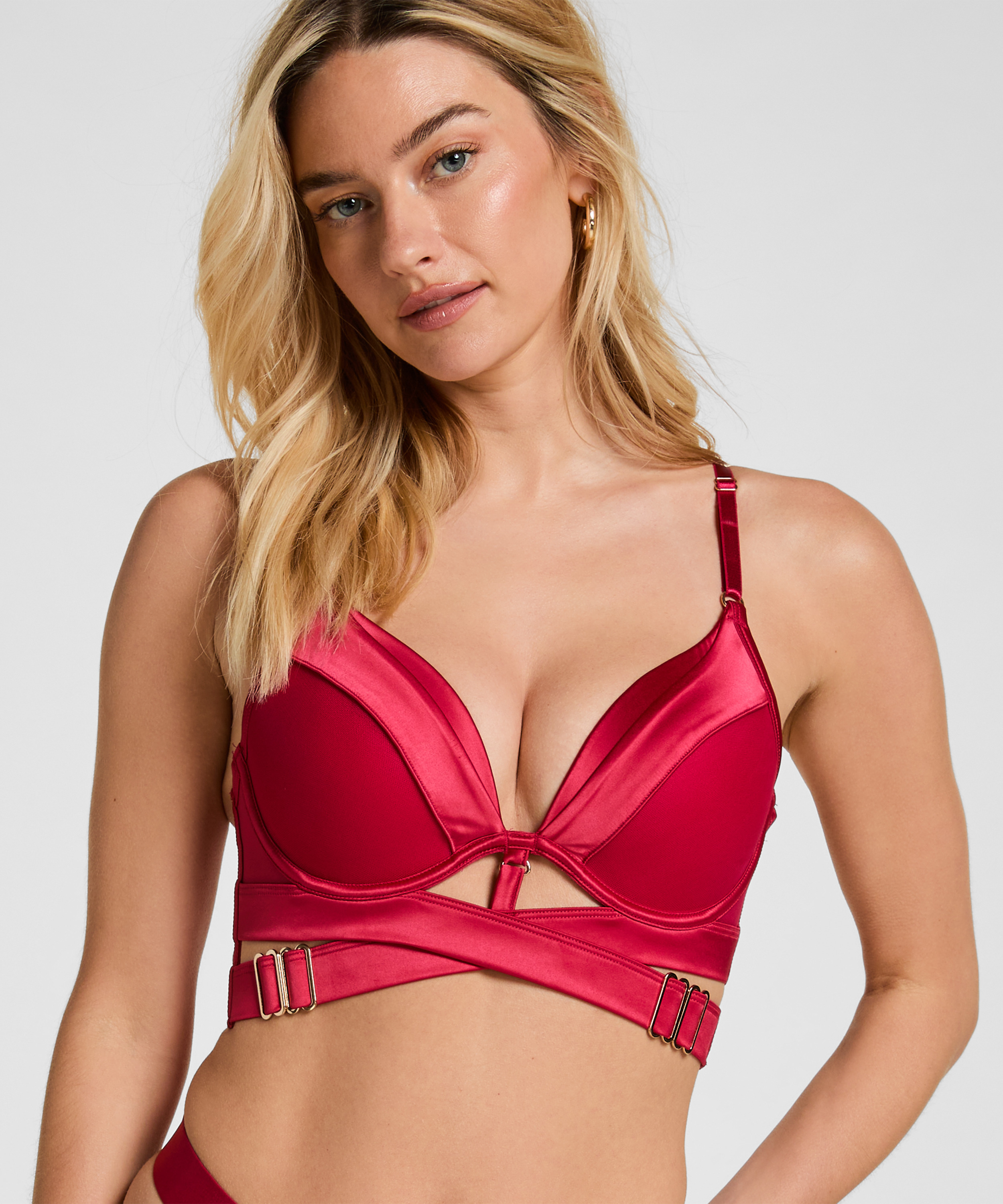 Colette Padded Underwired Longline Push-Up Bra, Pink, main