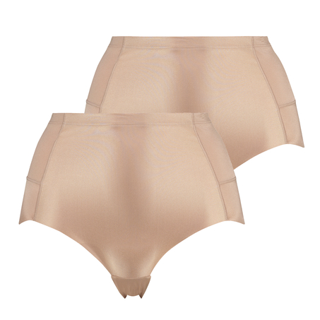 Maidenform Flexees Underwear Beige Tan 2 Pr Medium Tummy Control Brief Panty