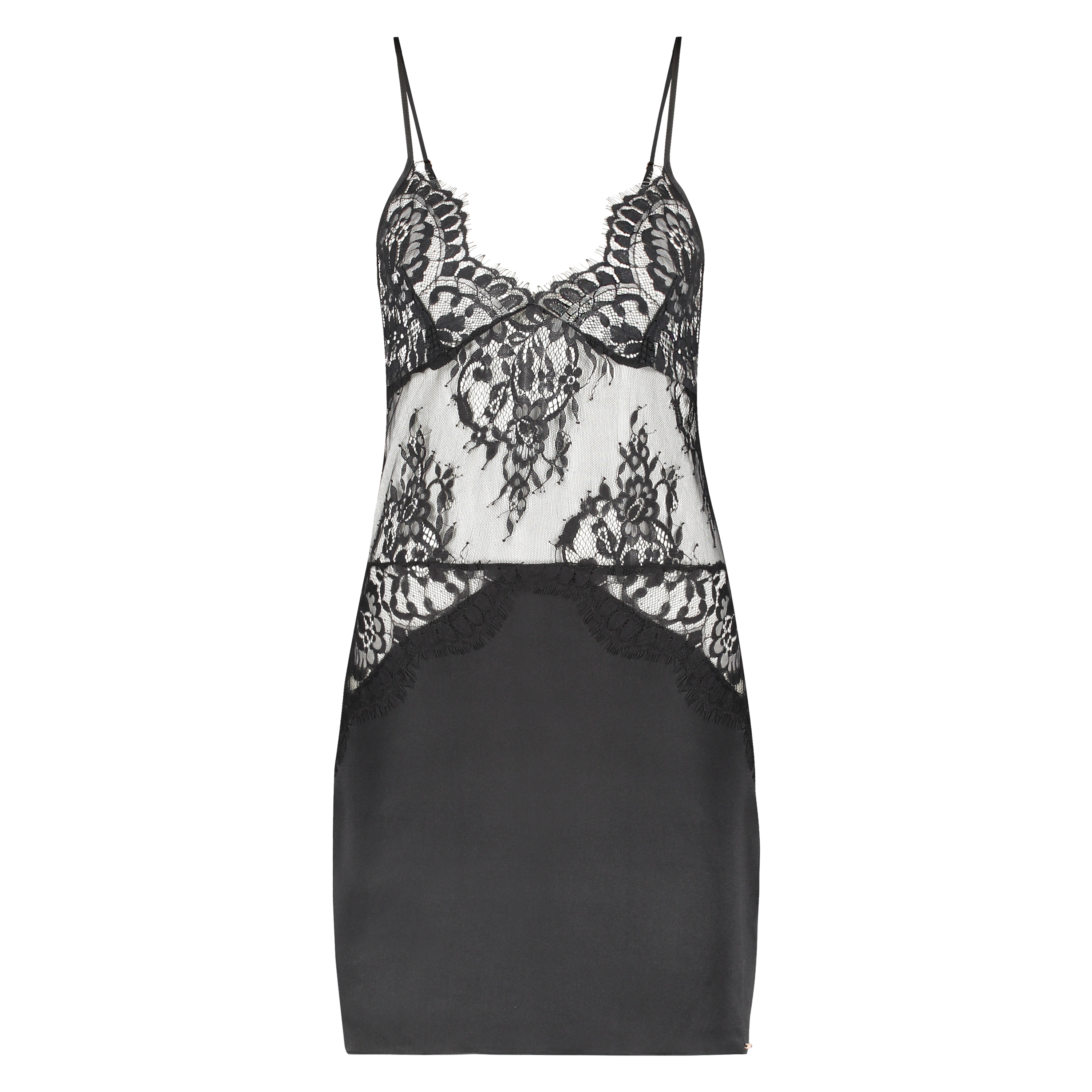 Silk Slip Dress, Black, main
