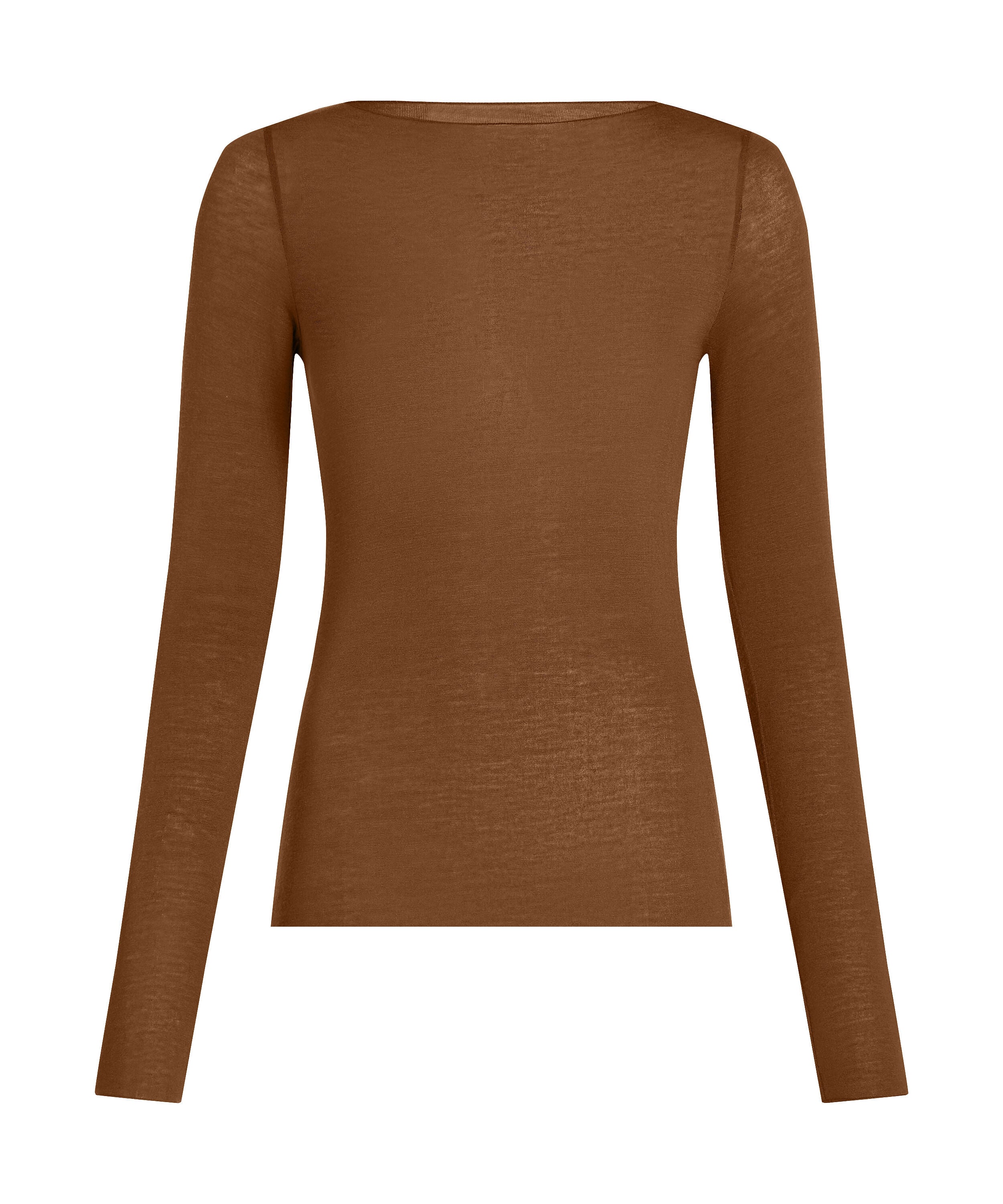 super soft Boatneck Shirt with Cashmere, Brown
