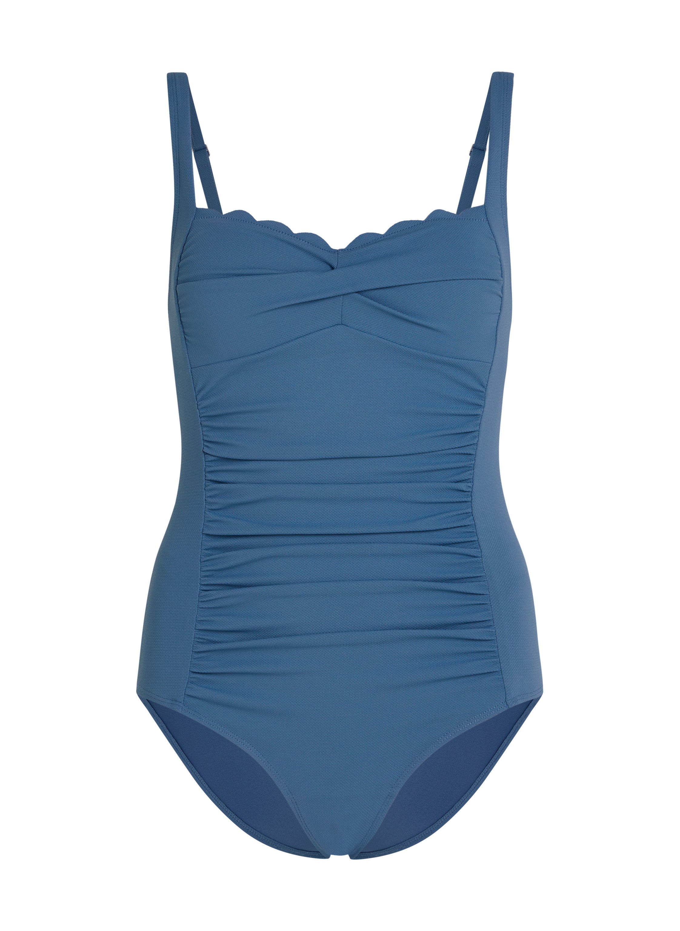 Shaping Scallop Swimsuit, Blue, main