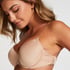 Transparent Back Padded Underwired Bra, Beige