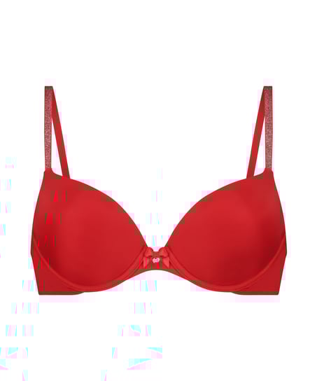 Plunge Padded Underwired Bra, Red