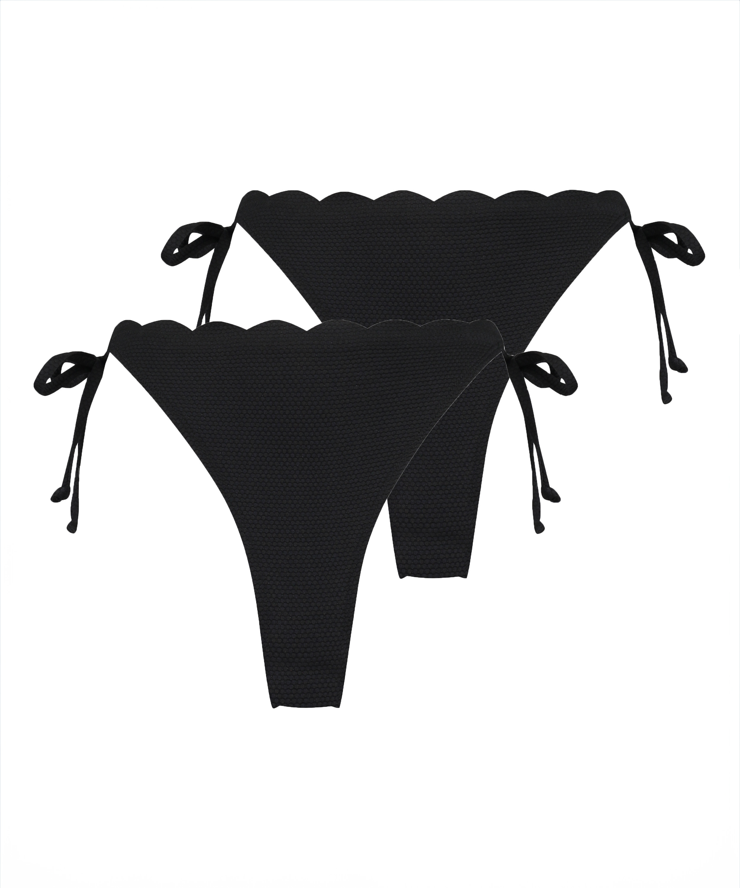 2-Pack Scallop Cheeky Tanga Bikini Bottoms, Black, main