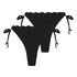 2-Pack Scallop Cheeky Tanga Bikini Bottoms, Black