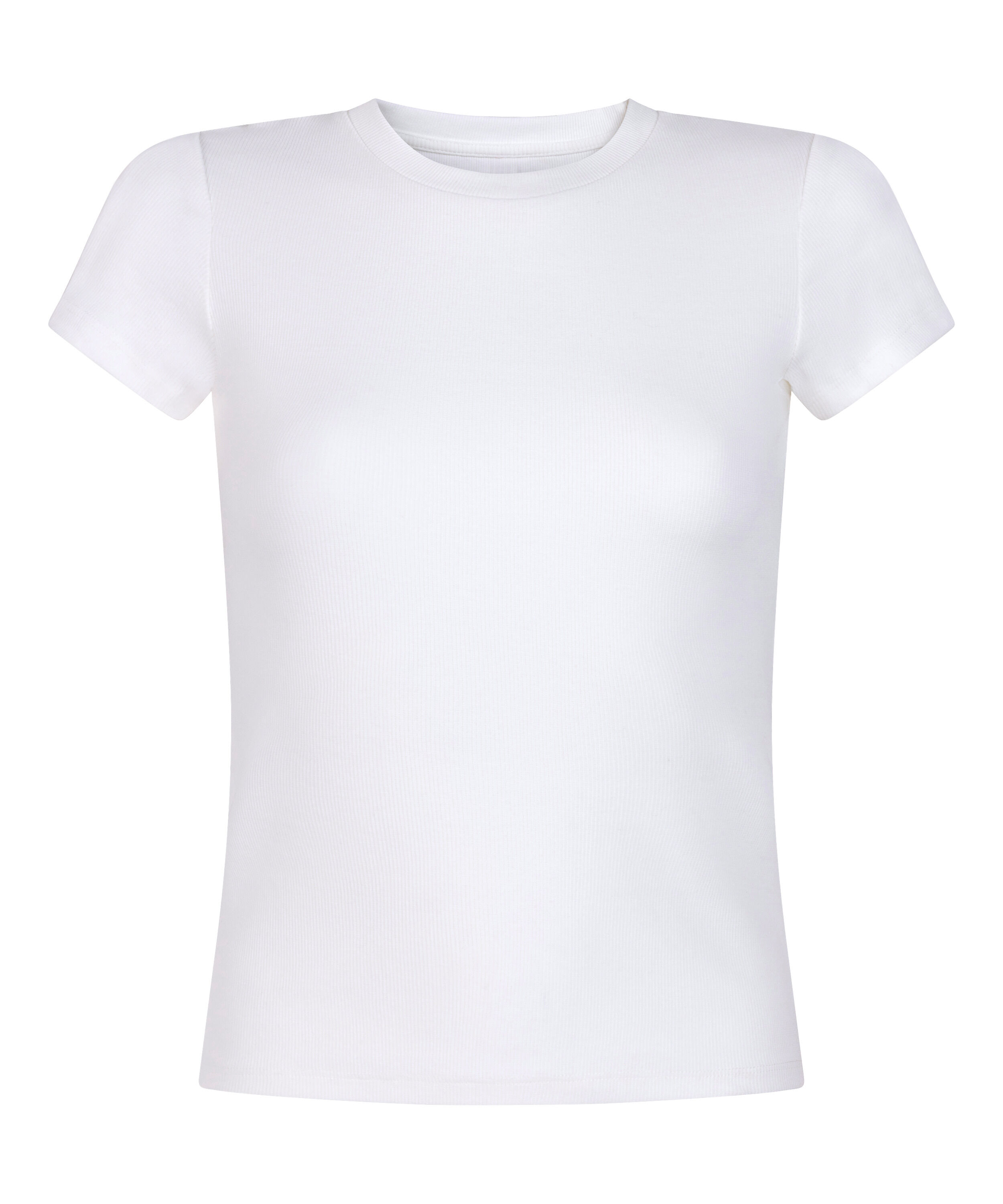 Ribbed Crew Neck Short-Sleeved Pyjama Top, White