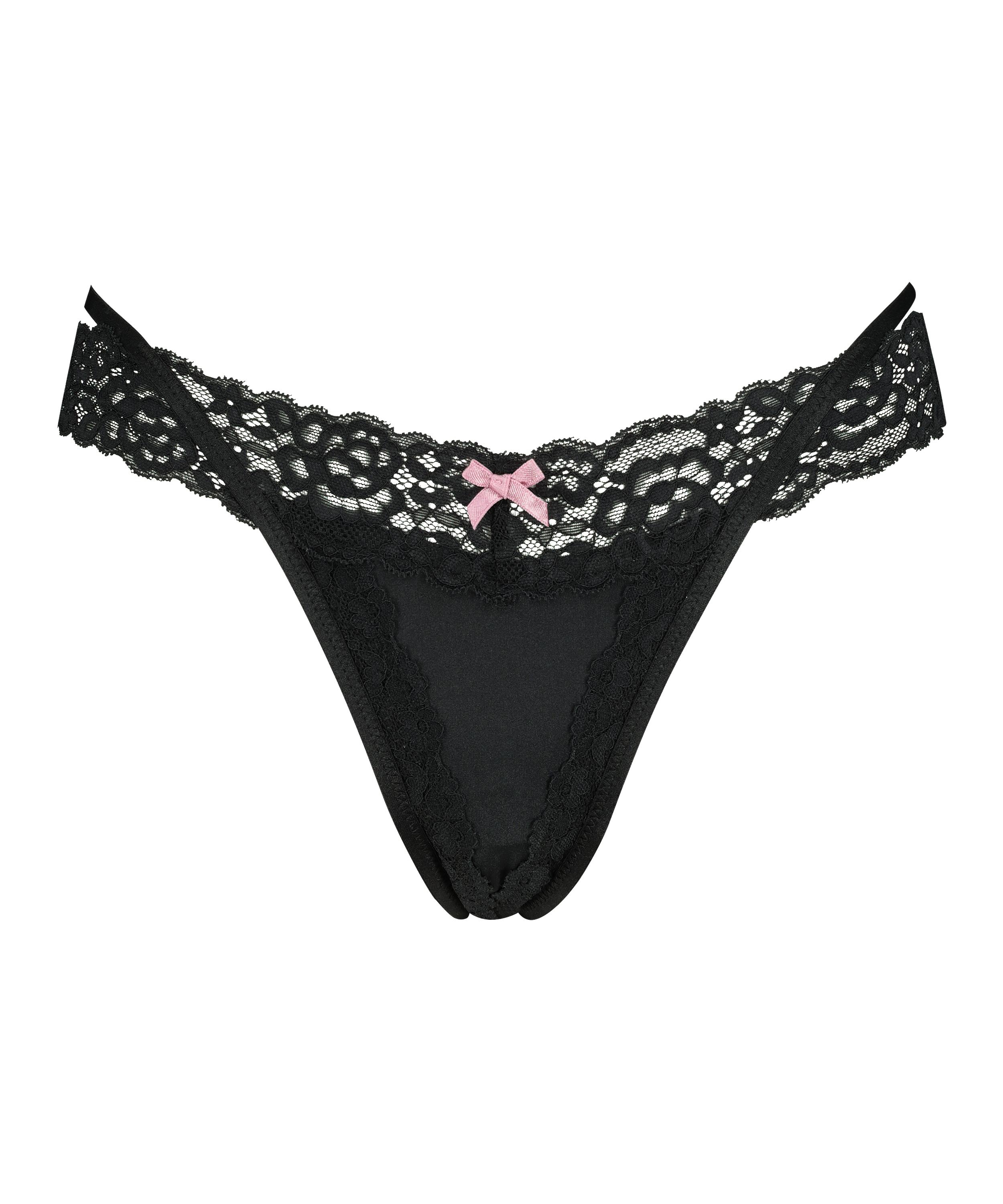 Elliena Extra Low V Thong, Black, main