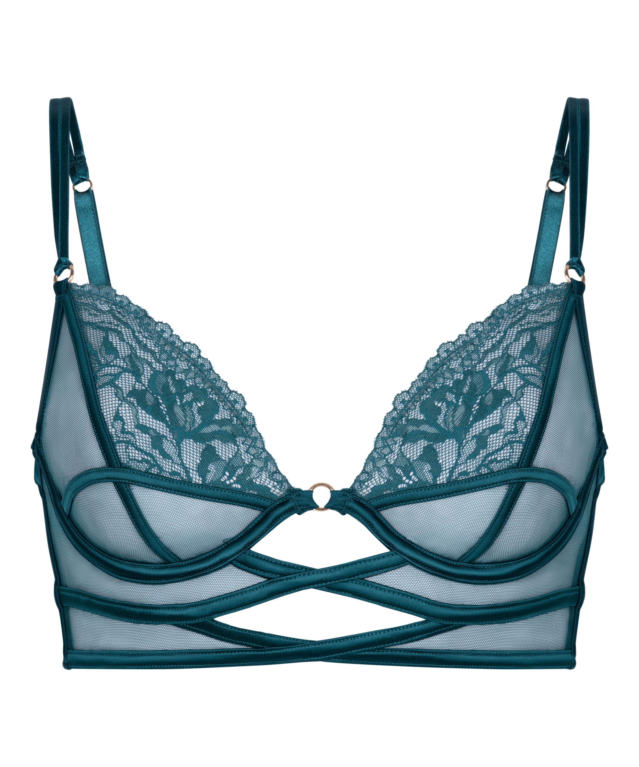 Amel Non-Padded Underwired Longline Bra, Blue, main