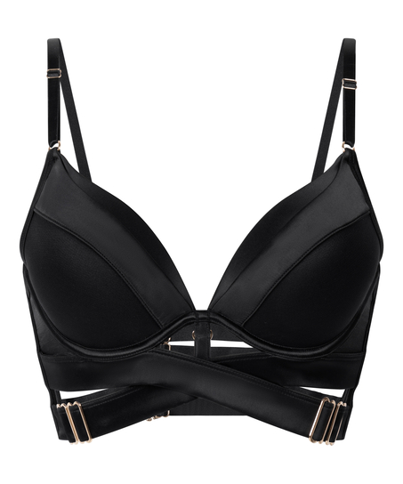 Colette Padded Underwired Longline Push-Up Bra, Black