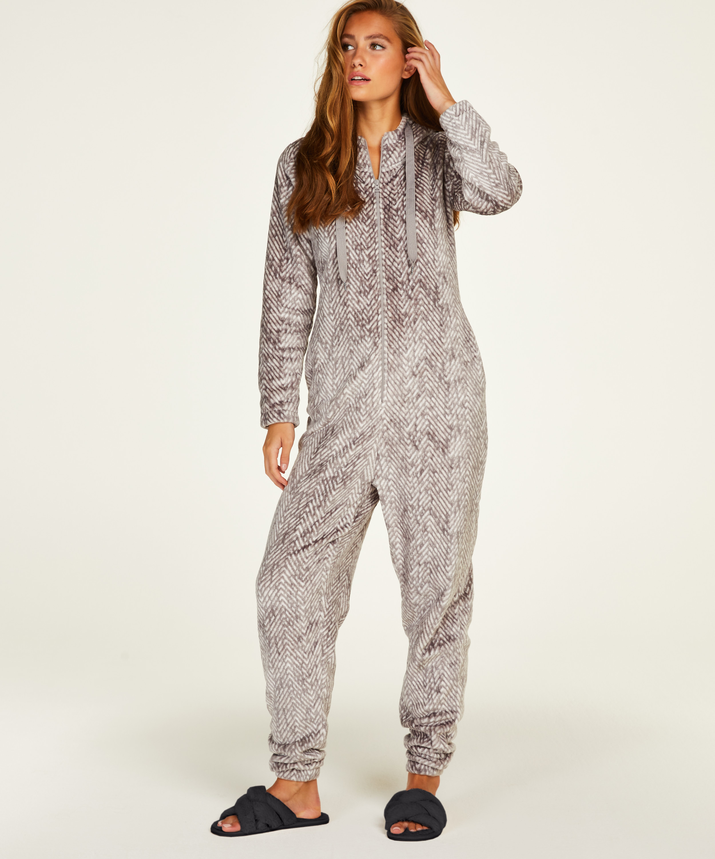 Flannel Fleece Onesie, Gray, main