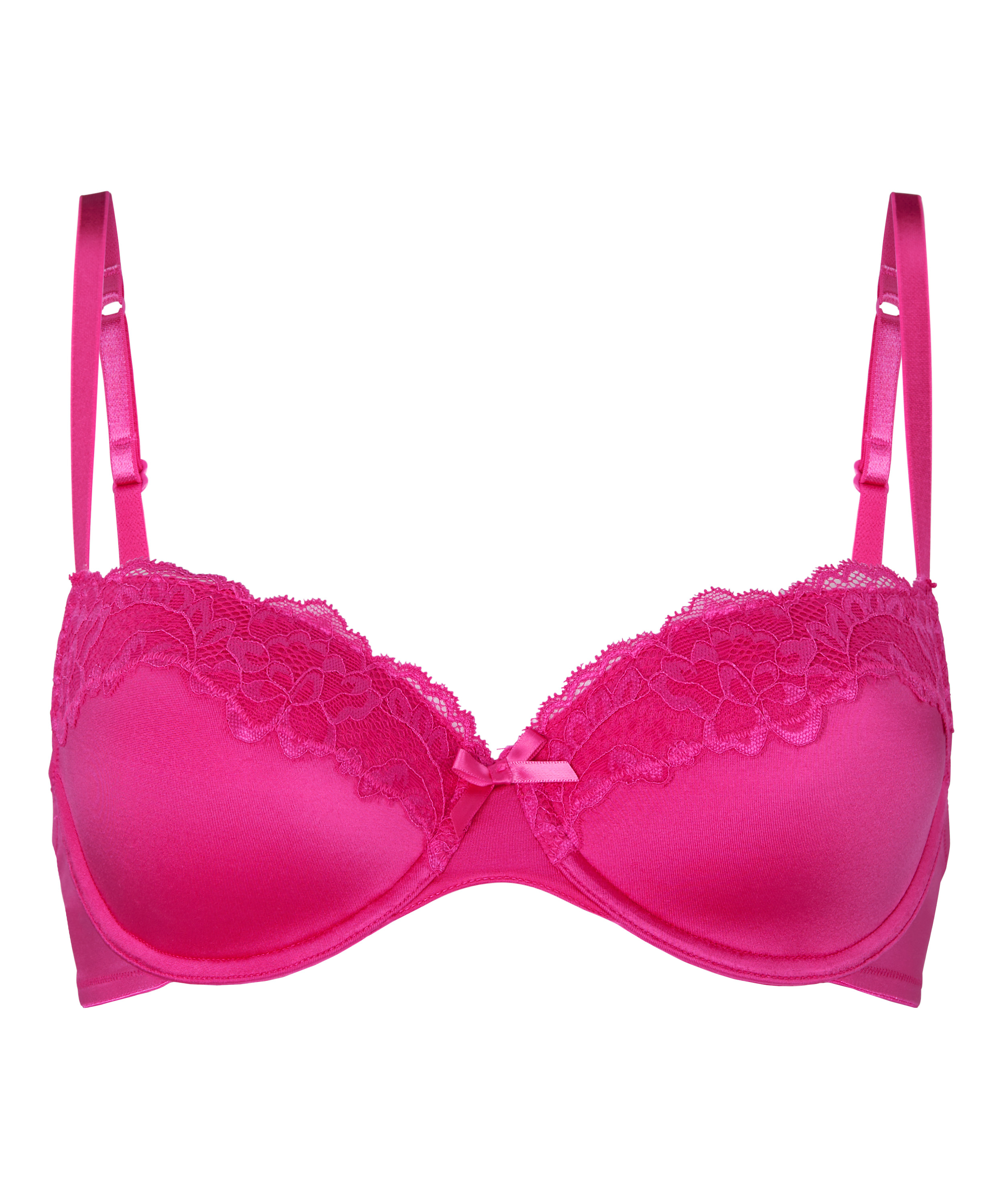 Lace & Shine Padded Underwired Bra, Pink, main