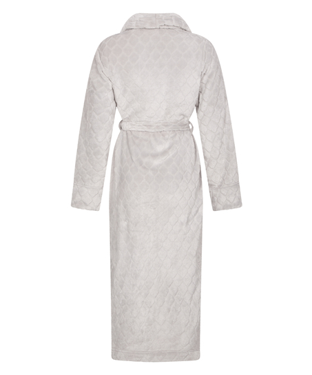 Long Fleece Bathrobe, Gray