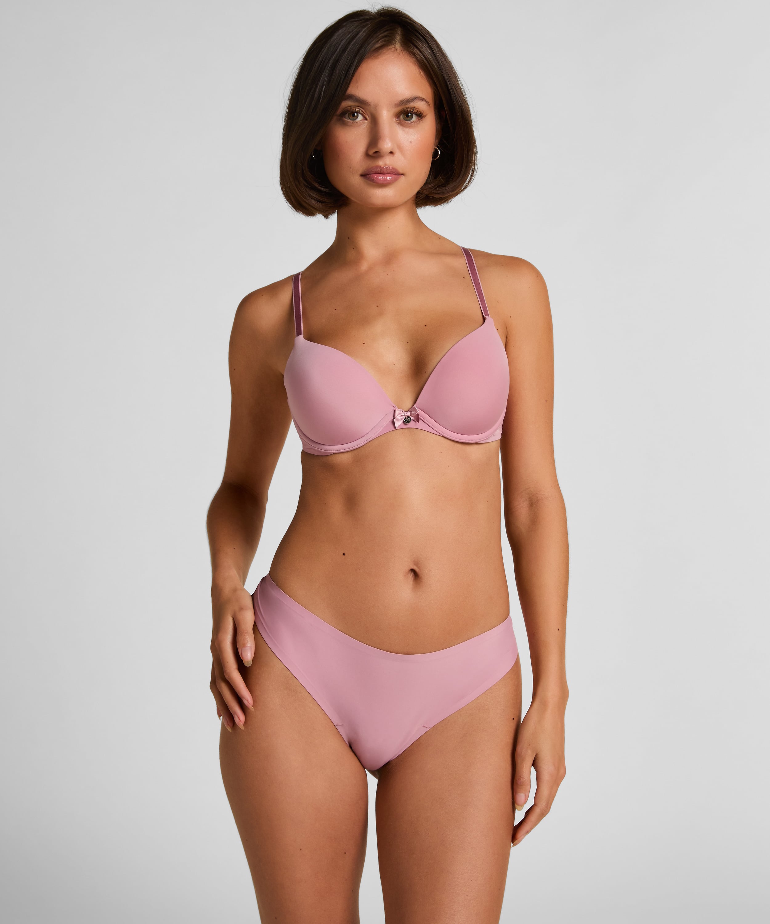Lace Back Invisible Thong, Pink, main