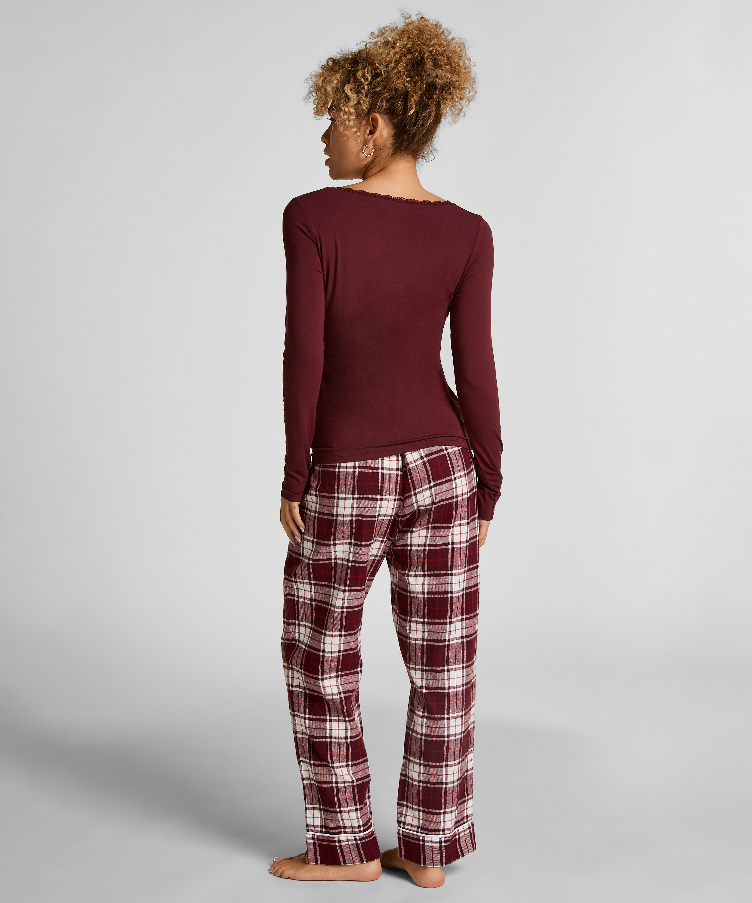 Flannel Pyjama Pants, Purple, main