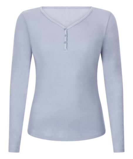 Longsleeved Pyjama Top Henley, Purple