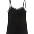 Velours Lace Cami Top, Black