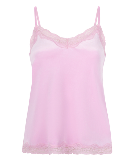 Velours Lace Cami Top, Pink