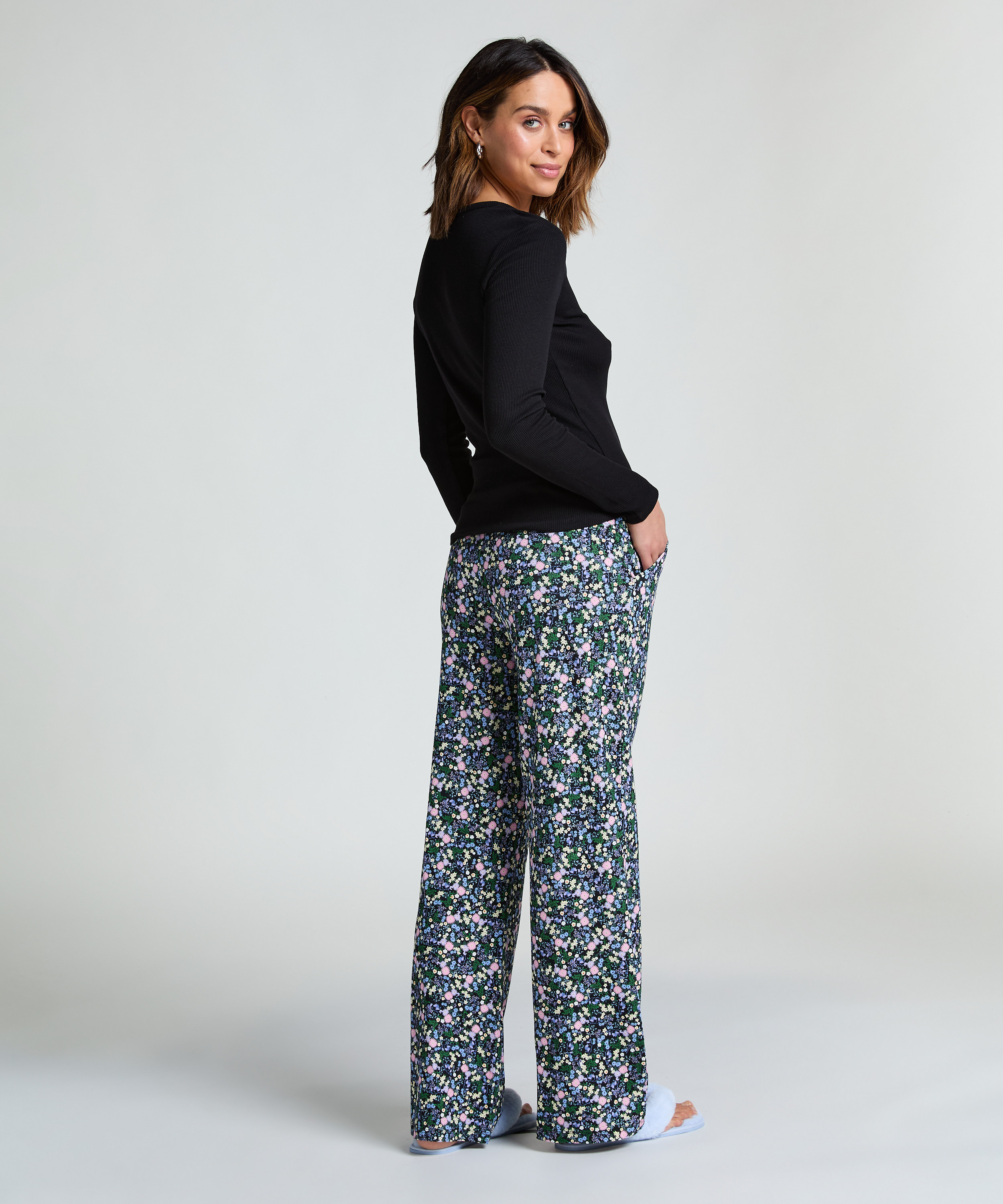 Long-Sleeved Pyjama Top, Black, main