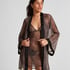 Leopard Mesh Kimono, Black
