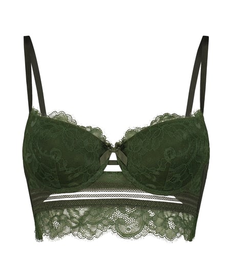 Saffron Padded Underwired Longline Bra, Green