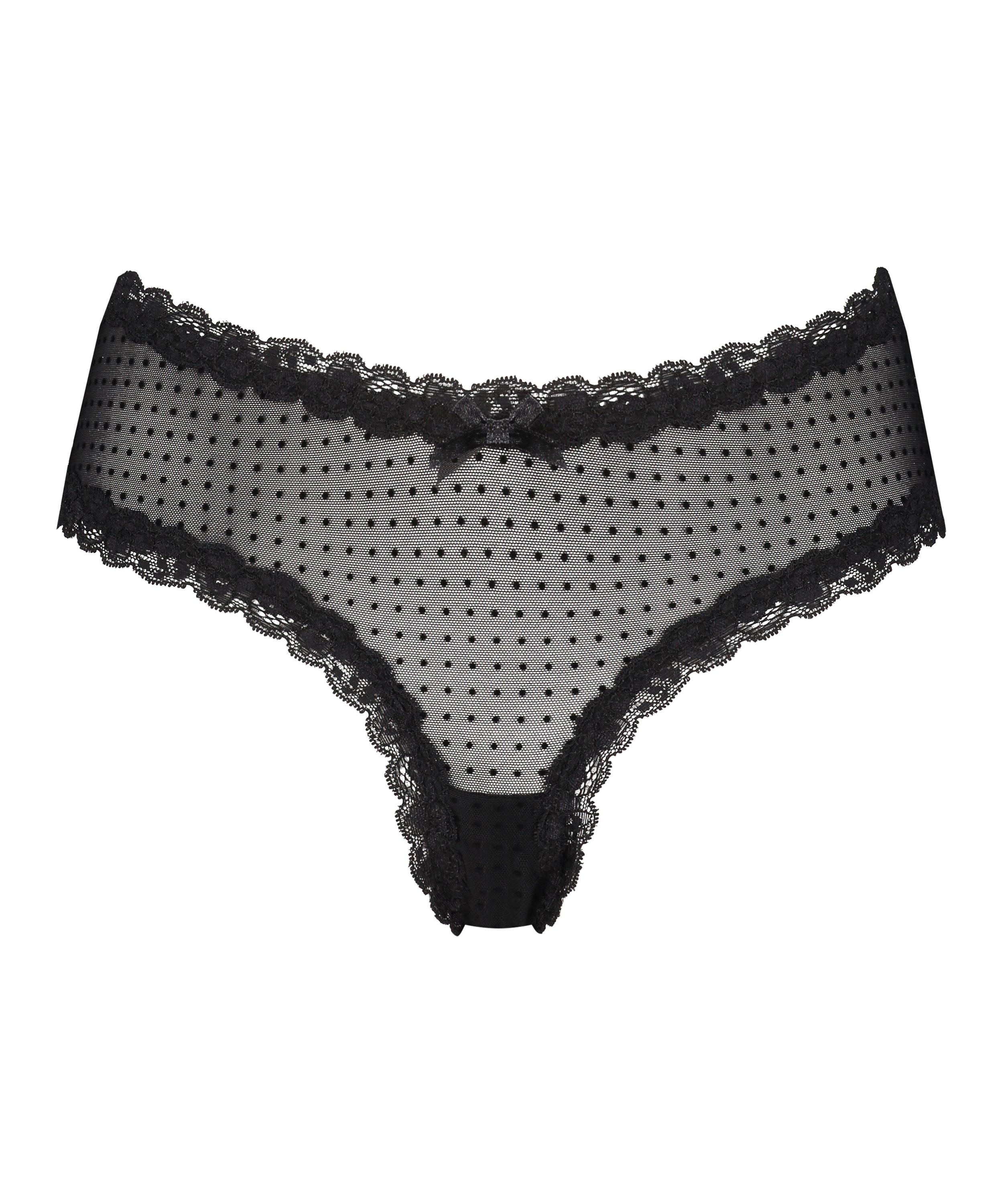 V-shaped Brazilian knickers mesh, Black, main