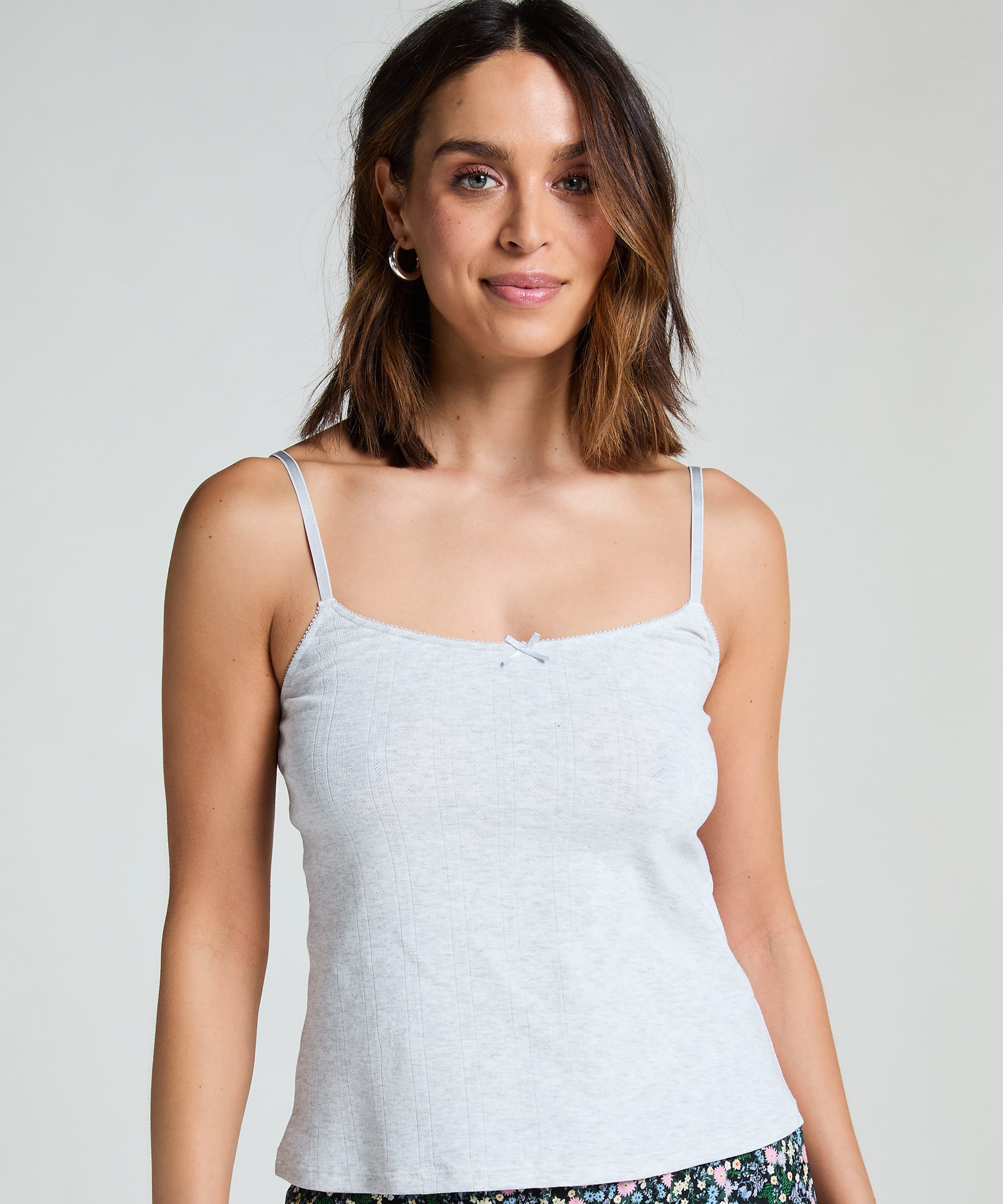 Pointelle Pyjama Top, Gray, main