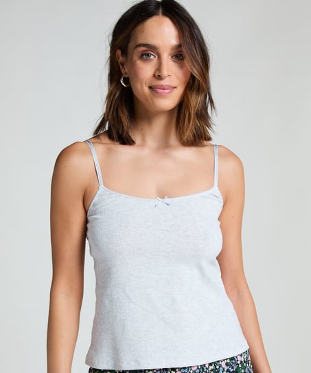 Pointelle Pyjama Top, Gray