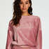 Velour rib top with long sleeves, Pink