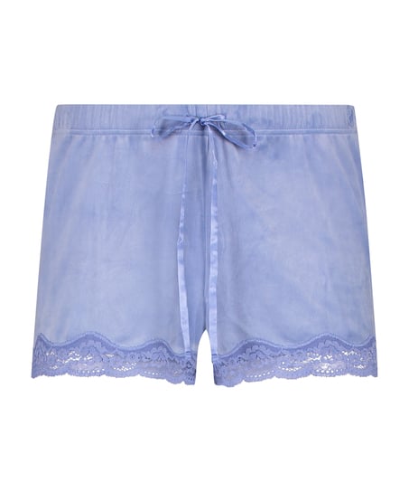 Velvet lace shorts, Blue
