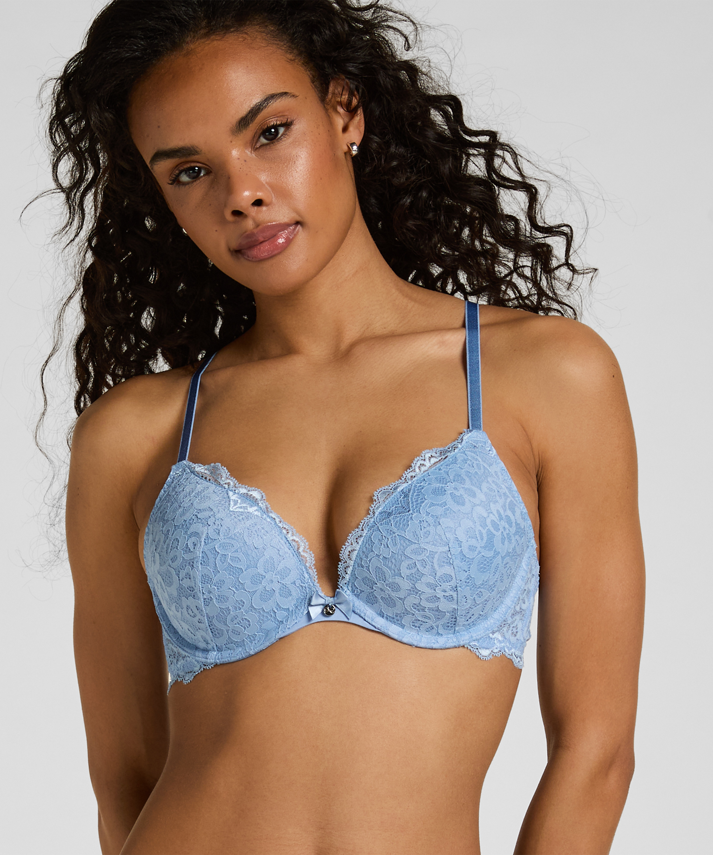 Marine Padded Push-Up Underwired Bra, Blue, main