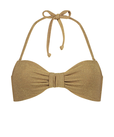 Goldie Shimmer Bandeau Bikini Top, Yellow