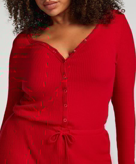 Brushed Short Onesie, Red