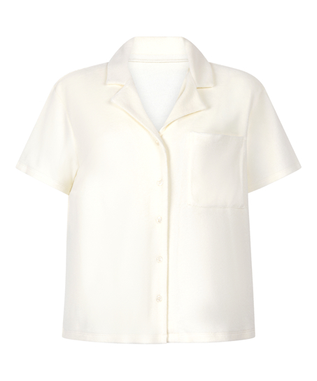Towel Texture Button-Up Shirt, White