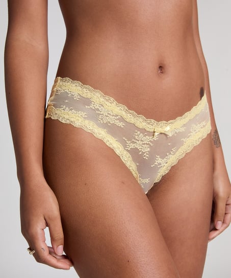 V-shaped Brazilian knickers mesh, Yellow