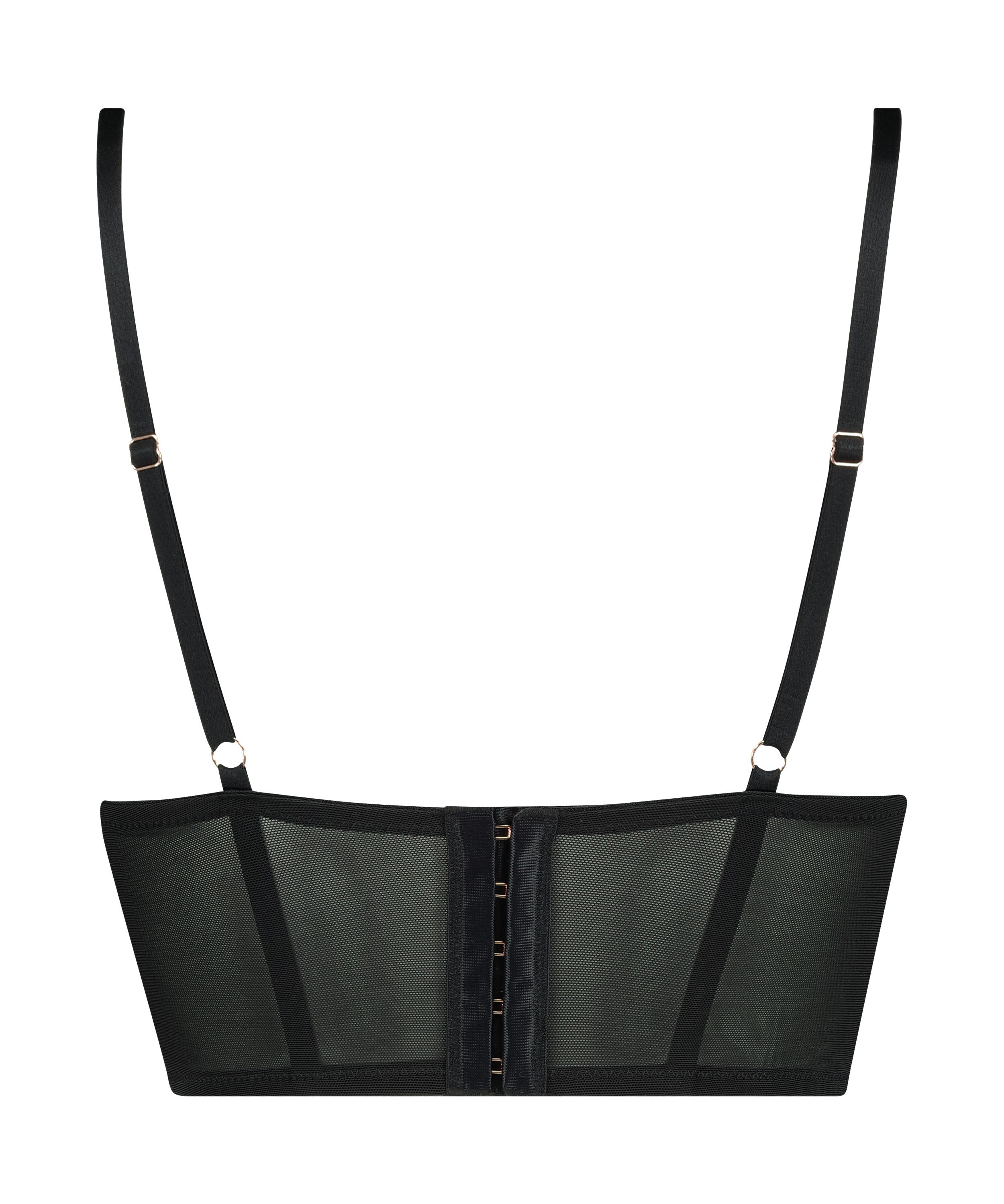 Amelia Padded Underwired Longline Bra, Black, main