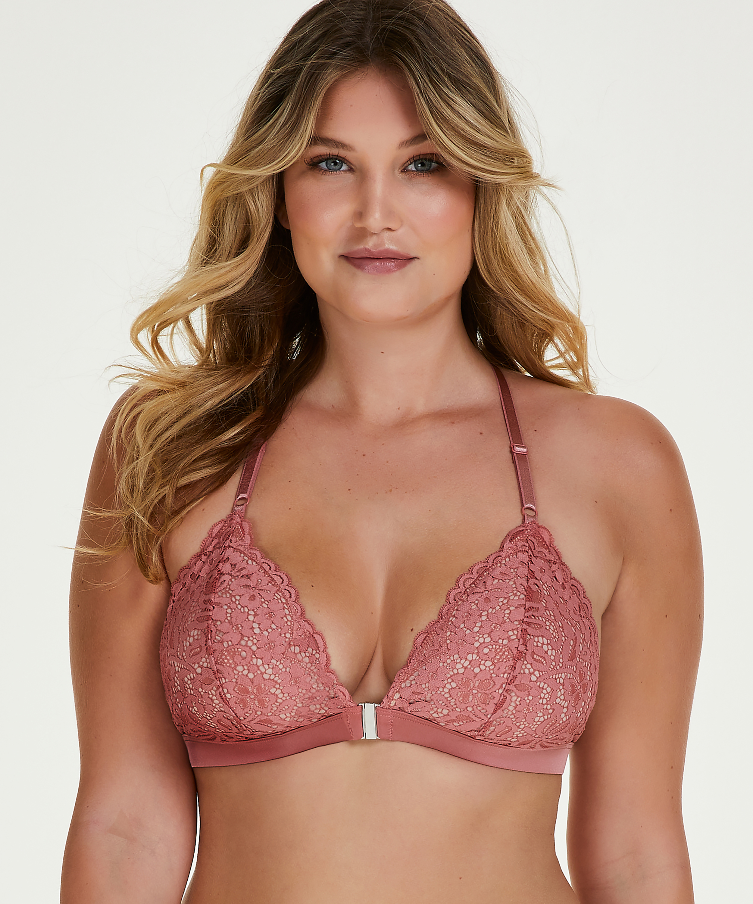 Rose Padded Triangle Bralette, Pink, main
