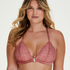 Rose Padded Triangle Bralette, Pink