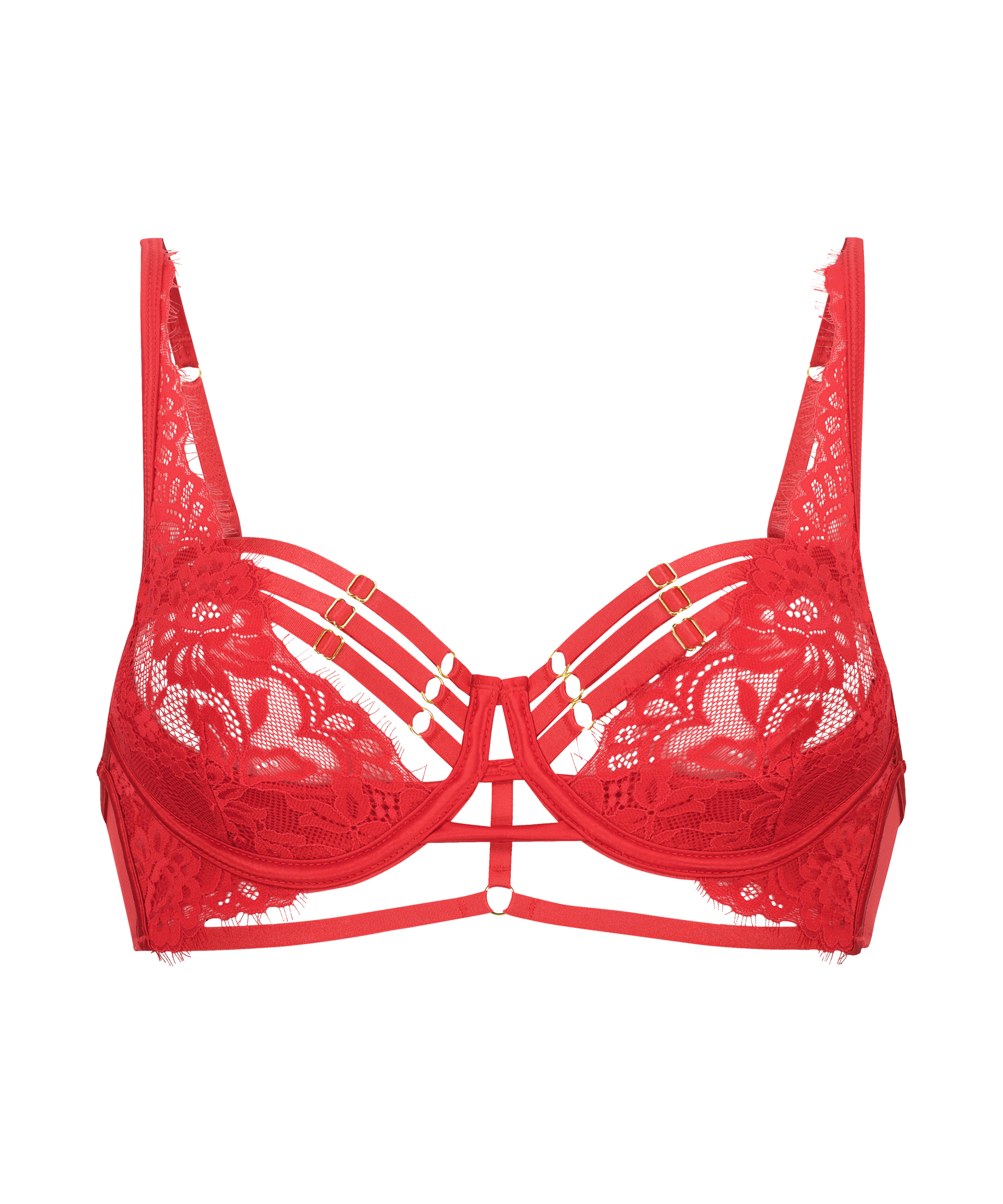 Iggy Half-Padded Underwired Longline Bra, Red, main